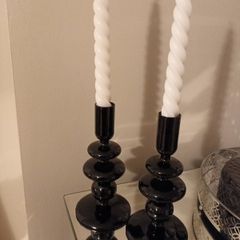 Contempory candlesticks & candles one remaining
