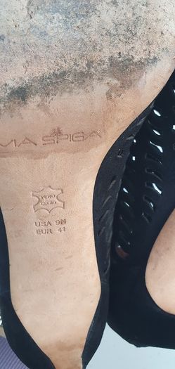 VIA SPIGA black leather suede open-toe high heels Sz 41 (Fit 7-7.5UK) - Rrp 125 (New)