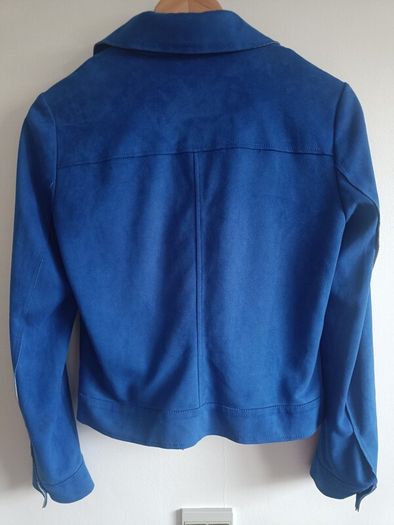 Cobalt Blue Faux Suede Biker Jacket