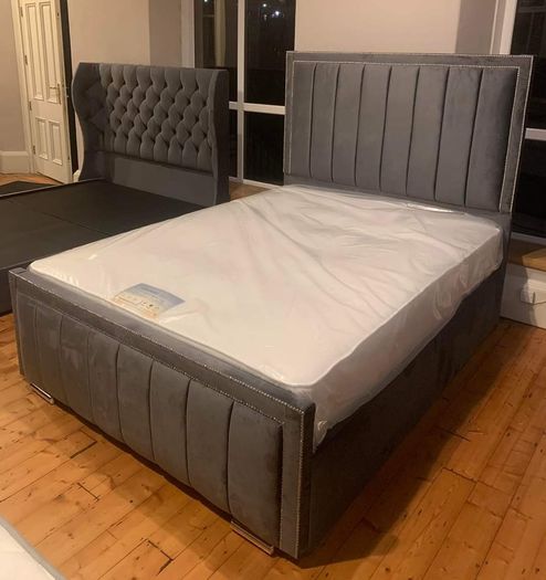 Brand New Framed Beds With Optional Gaslift Ottoman Storage,&  Tufted Sprung Memory Foam Mattresses Instock