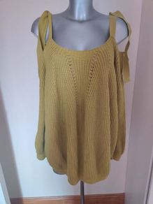 River Island lime cold shoulders oversized jumper would fit up to size UK22 EU50 Postage included