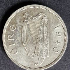 Ireland 1940 half crown silver coin
