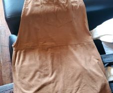 Women's Taupe Faux Suede Pinafore Dress  Sleeveless