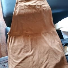 Women's Taupe Faux Suede Pinafore Dress  Sleeveless