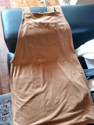 Women's Taupe Faux Suede Pinafore Dress  Sleeveless