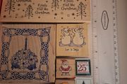 Wooden/ Rubber Christmas stamps x 7