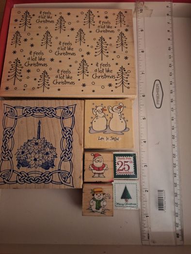 Wooden/ Rubber Christmas stamps x 7