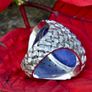 Vintage 1970s Large Lapis Lazuli 18ct White Gold Ring Image 9