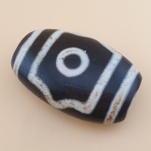 Vintage 3 Eyes Himalayan Tibetan Agate Dzi Bead Amulet
