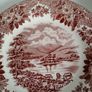 Transferware plates, farmhouse plate, red transferware Image 4