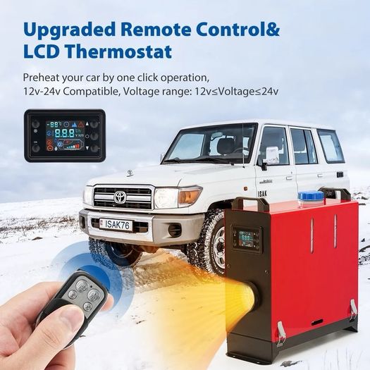 5kw All In One Diesel Heater 12V w Silencer LCD Remote Air Heater Thermostat Caravan Diesel Car Heater Motorhome RV
