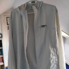 Puma Lightweight Hooded Windbreaker Jacket Cream White Size L