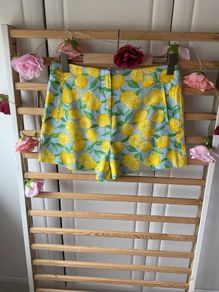 Zara blue & lemon high waisted mediums cotton linen mix
