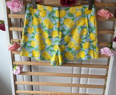 Zara blue & lemon high waisted mediums cotton linen mix