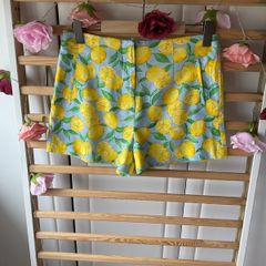 Zara blue & lemon high waisted mediums cotton linen mix