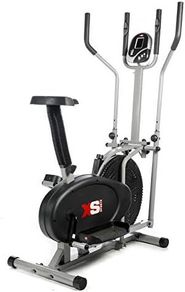 Elliptical Cross Trainer Exercise Bike-Fitness Cardio Weightloss Workout Machine-With Seat + Pulse Heart Rate Sensors