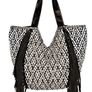 Fringe Tote Bag Purse Black and White, Large Image 8