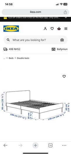 Ike Slattum Grey Double Bed Fram