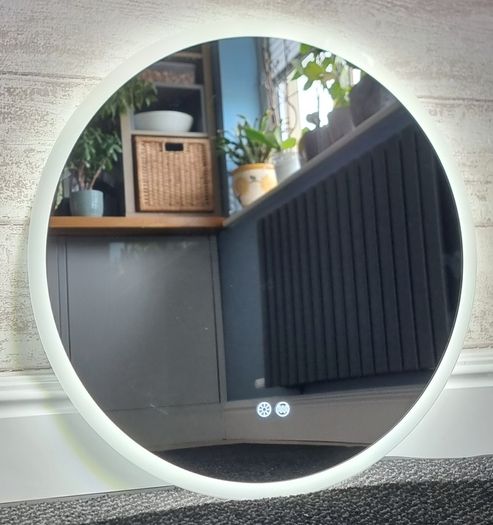 LED Bathroom Mirror 60cm Round Makeup Ensuite Fog Free Demister Vanity Bright Light Dual LED Memory Function Touch Switch
