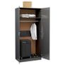 Wardrobe High Gloss Grey 90x52x200 cm Chipboard Image 2