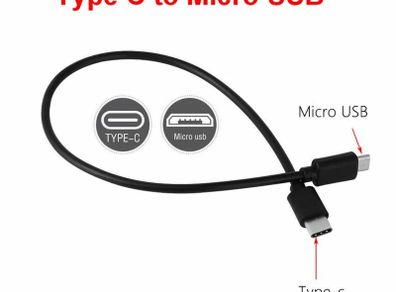 Short Type C USB-C To Micro USB Charger Cable Data OTG Macbook DJI Power Bank