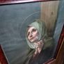 Vintage 1934 large print Mater Dolorosa glass wood framed Image 9