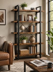 Bookcase Stable Standing Shelf with 5 Shelves  Levels sturdy storage