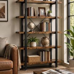 Bookcase Stable Standing Shelf with 5 Shelves  Levels sturdy storage