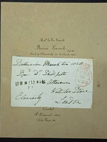 1828 Signed Irish Free Frank. Earl of Clancarty Ballinasloe. Napoleonic Diplomat Memorabilia.