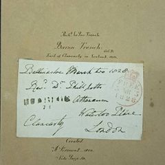 1828 Signed Irish Free Frank. Earl of Clancarty Ballinasloe. Napoleonic Diplomat Memorabilia.