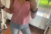 Next pink print cami strappy top size 10 white