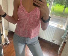 Next pink print cami strappy top size 10 white