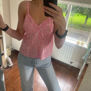 Next pink print cami strappy top size 10 white