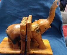 vintage wooden elephant book holder