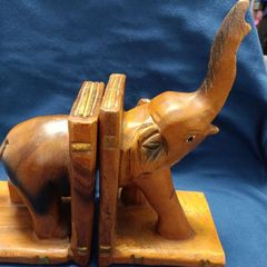 vintage wooden elephant book holder