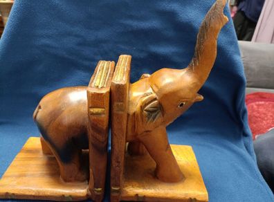 vintage wooden elephant book holder