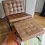 Midcentury modern Barcelona Chair Replica with Footstool Image 3