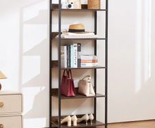 Metal Bookshelf, 5-Tier Tall Industrial Bookshelf, Rustic Display Vintage Storage Bookcase with Open Shelves, Freestanding Display Shelving