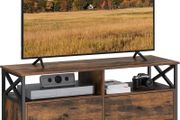 TV table 120 x 40 x 50 cm TV cabinet, TV table, lowboard for TVs up to 55 inches, with 2 drawers, 2 open compartments, 120 x 40 x 50 cm, for living room, steel frame, vintage brown-black