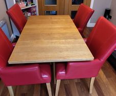 dining table and 4 leather chairs