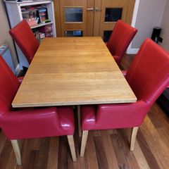 dining table and 4 leather chairs