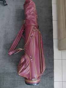 Maxfli golf bag vintage plus golf clubs, golf balls and tees