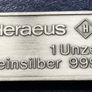1 Oz silver Hamburg Heraeus Antiqued bar Image 3