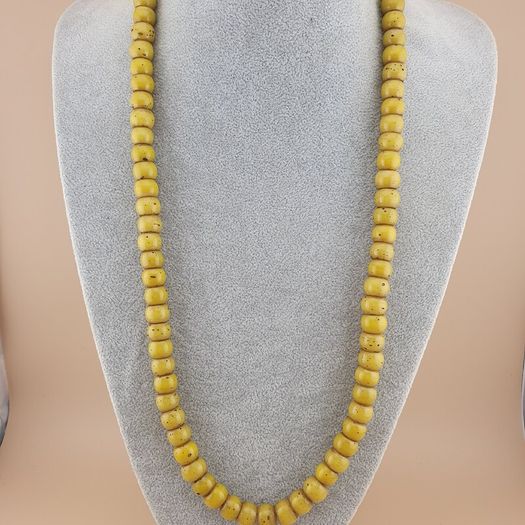 Antique Yellow African Style Glass Beads Strand 22 inches