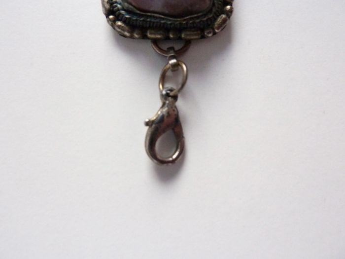 Vintage Scottish agate white metal bracelet