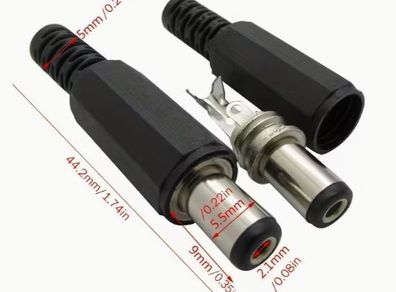 (2Pair) 12V 3A 5.5x2.1mm DC Power Male / Female Plugs Connector. New.