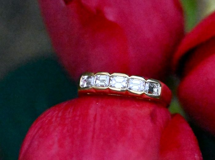 Vintage Italian Emerald Cut Diamond Ring - Unique Eternity Ring