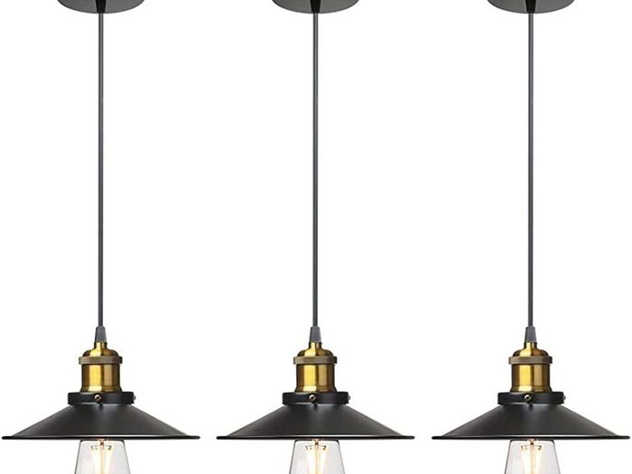 Vintage Industrial Style Ceiling Pendant Lights,Set of 3 Black Metal Pendant Lights,Hanging Light Fixture for Kitchen Island,Farmhouse,Living Room,Bedroom (FREE POSTAGE)