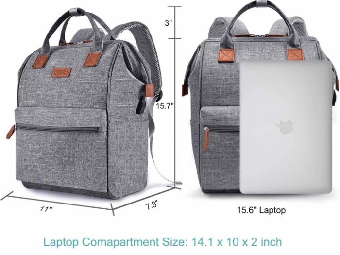 Travel Laptop Backpack, Wide Open Work Bag Lightweight Laptop Bag with USB Charging Port, Anti Theft Business Backpack, Water Resistant School Rucksack Gifts for Men Women (15.6inch Grey/Black)
