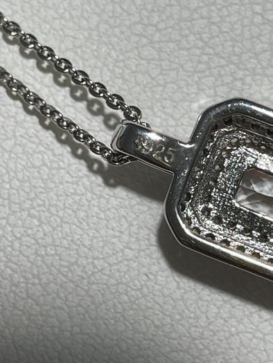 Sterling silver Jewellery set Pendant and earrings White & Pink Cubic Zirconia in Two Tone